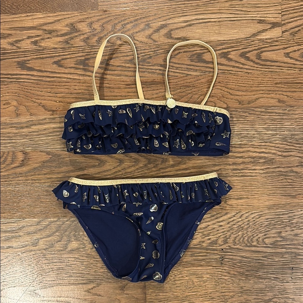 Like new! H&M Blue and Gold Textured Bikini Set